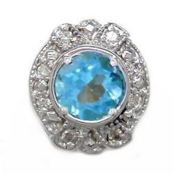 B3775 14K LONDON BLUE TOPAZ & DIAMOND SLIDE 